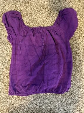 Faded Glory Purple Short-Sleeve Peasant Blouse